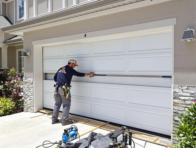 Trumbull Garage Door Repair team performing complete garage door replacement at Trumbull residence