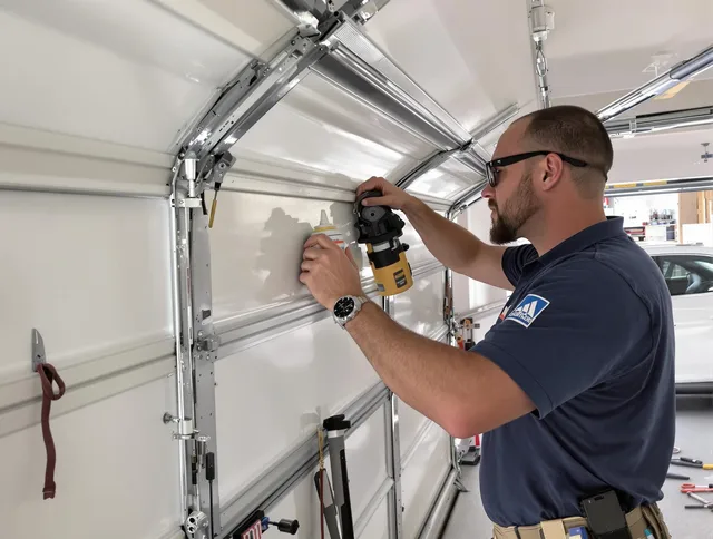Trumbull Garage Door Repair technician quieting a noisy garage door in Trumbull