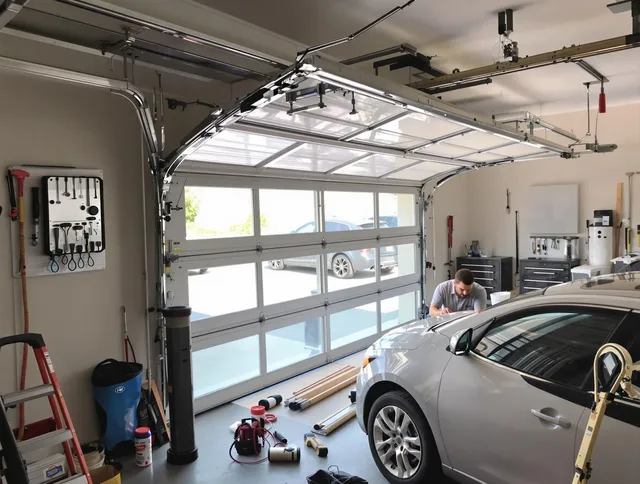 Garage door noise reduction service by Trumbull Garage Door Repair in Trumbull