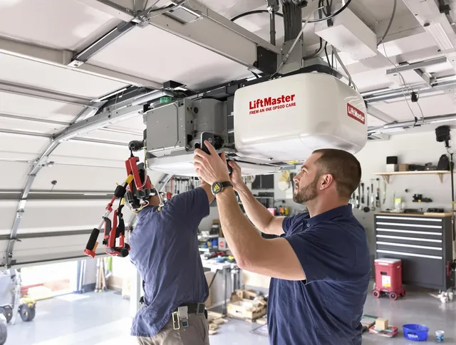 Trumbull Garage Door Repair technician performing advanced diagnostics on garage opener in Trumbull
