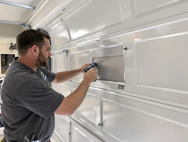 Garage door panel repair by Trumbull Garage Door Repair in Trumbull